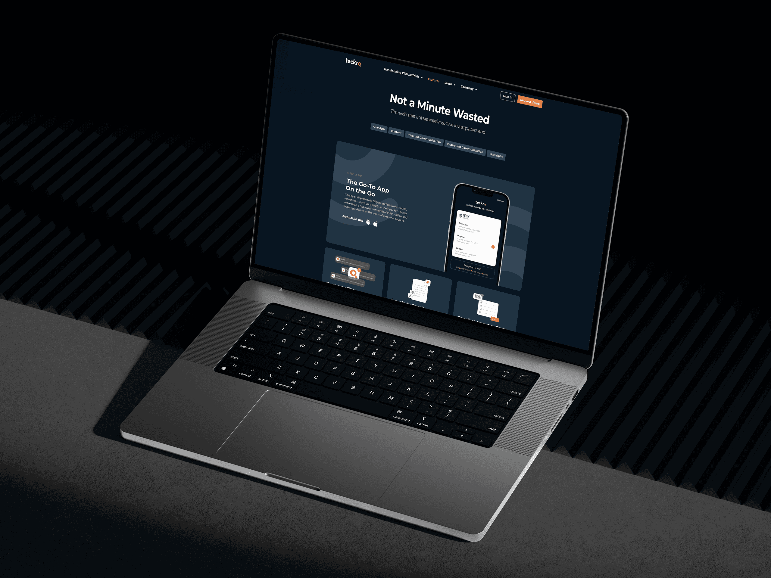 The relaunched Teckro clinical trial platform website homepage