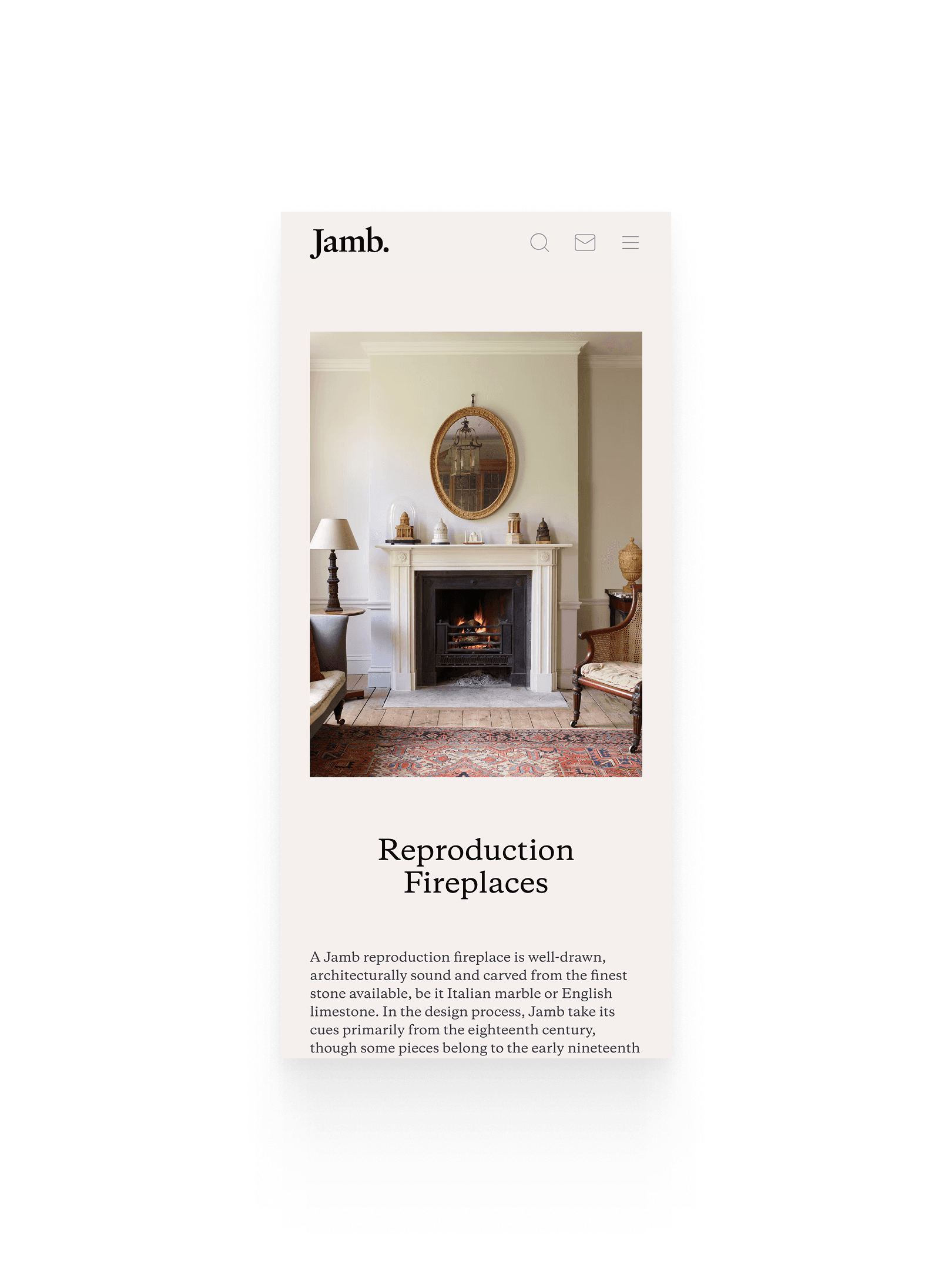 Reproduction fireplaces on mobile