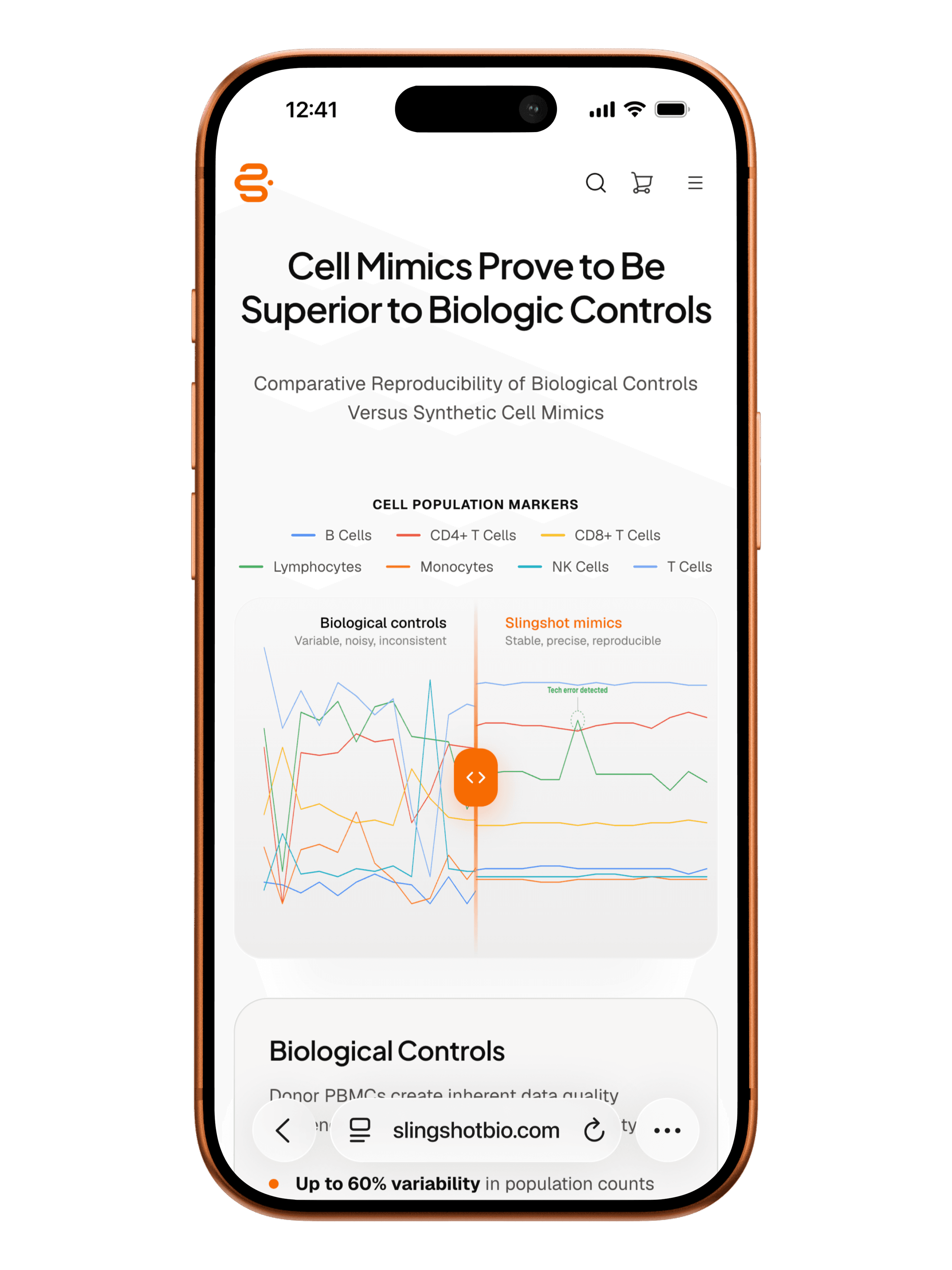 Slingshot Bio landing page on mobile
